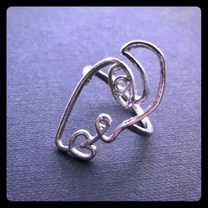 Silver Abstract Art Face Ring